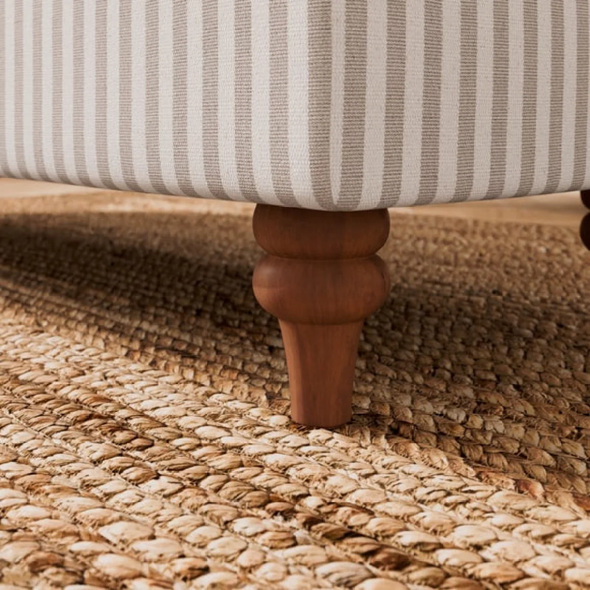 Long Buttoned Linford Stripe Storage Footstool – image 4