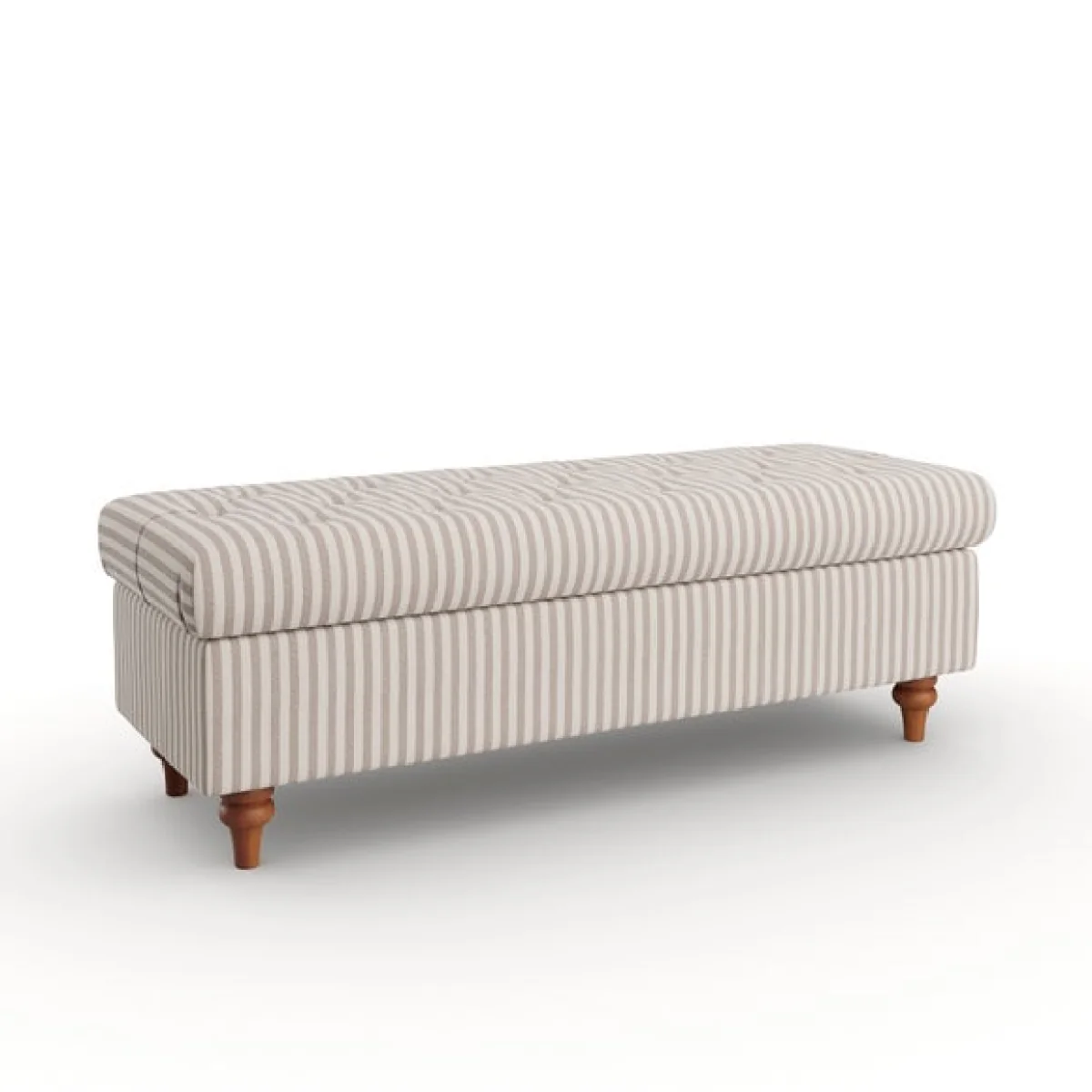 Long Buttoned Linford Stripe Storage Footstool – image 6