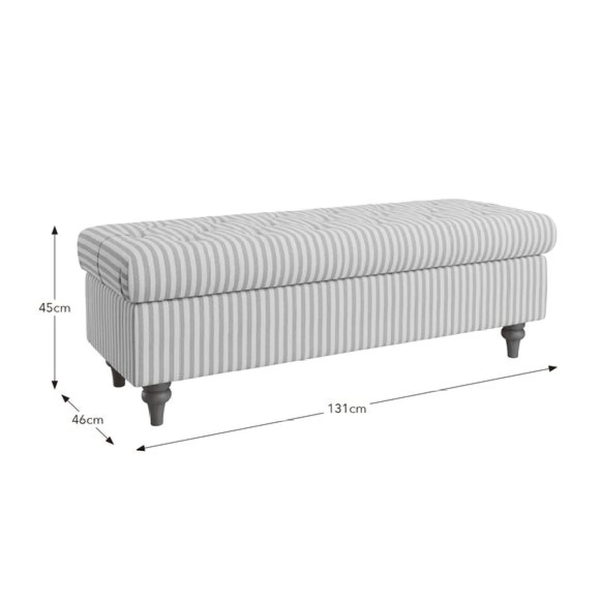 Long Buttoned Linford Stripe Storage Footstool – image 7