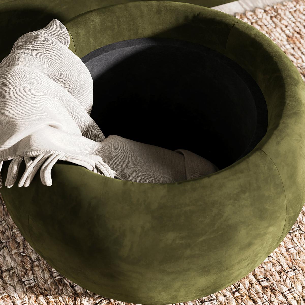 Callie Tray Table Storage Footstool Velvet Olive – image 4
