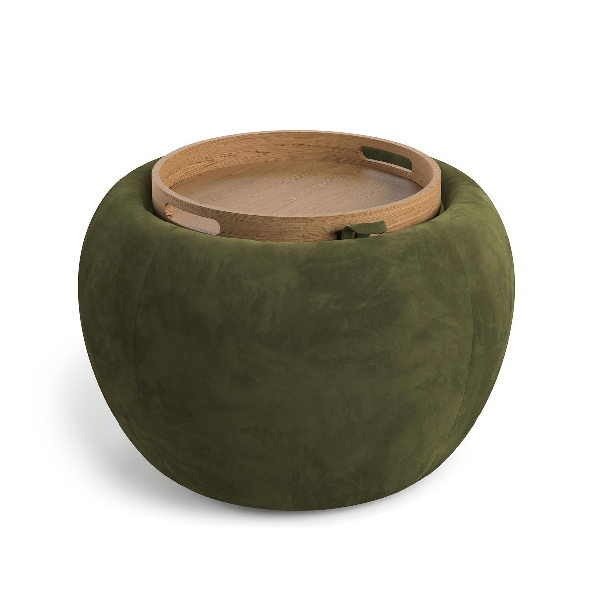 Callie Tray Table Storage Footstool Velvet Olive – image 7
