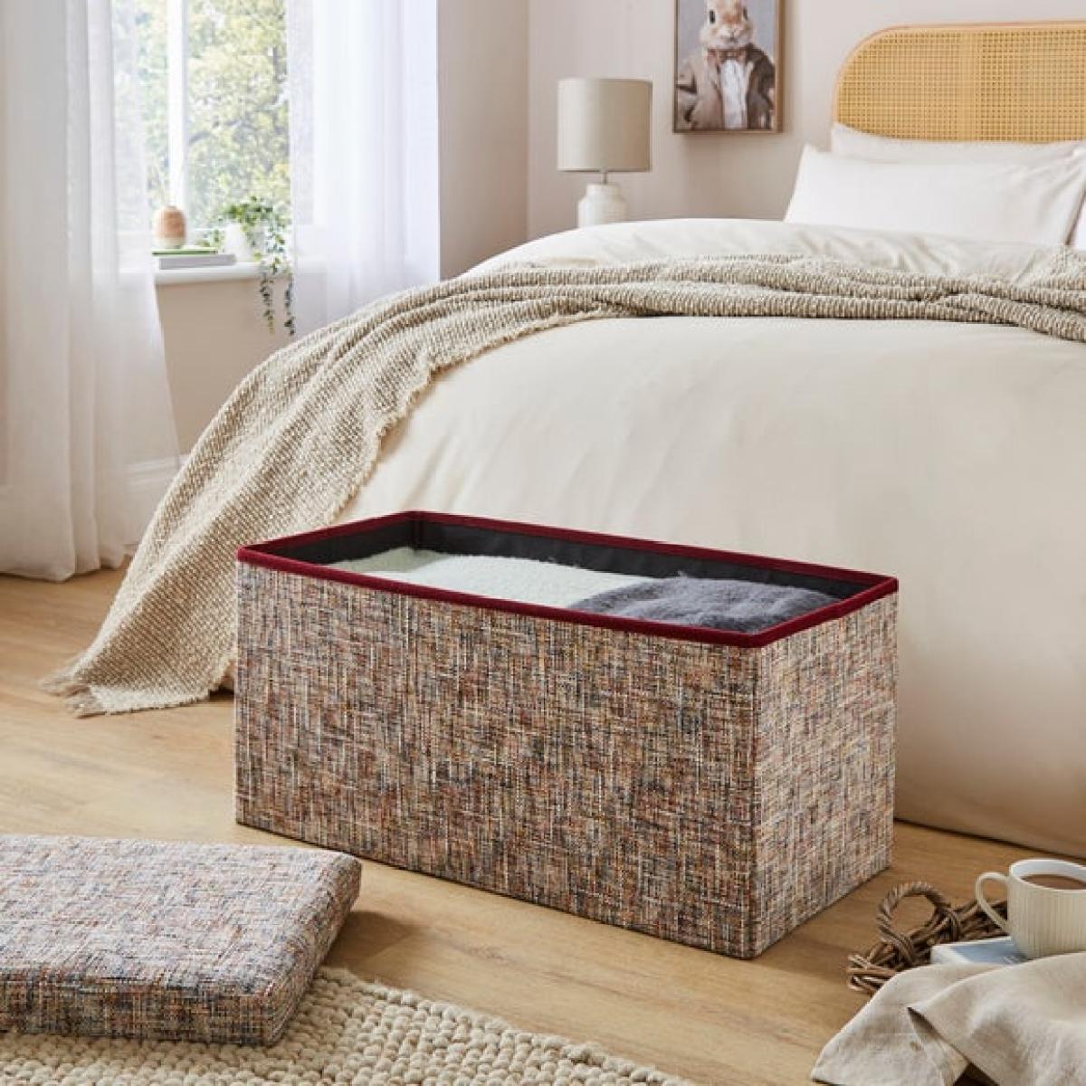 Multi Chenille Rectangle Ottoman – image 2