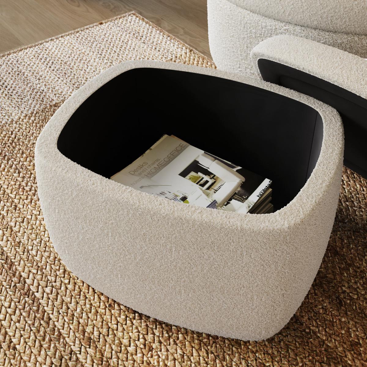 Modern Curves Tonal Boucle Storage Footstool Tonal Boucle Natural – image 4