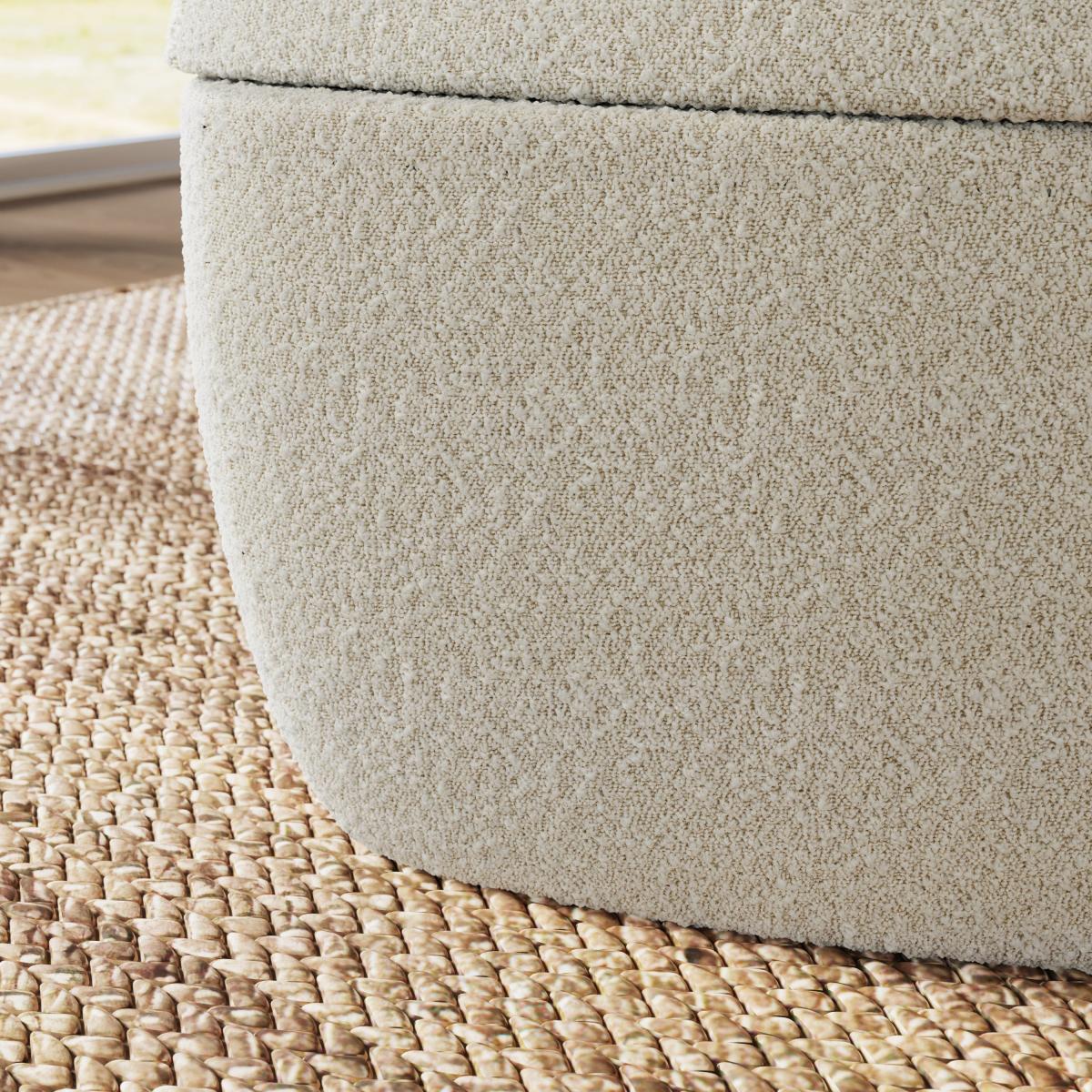 Modern Curves Tonal Boucle Storage Footstool Tonal Boucle Natural – image 5