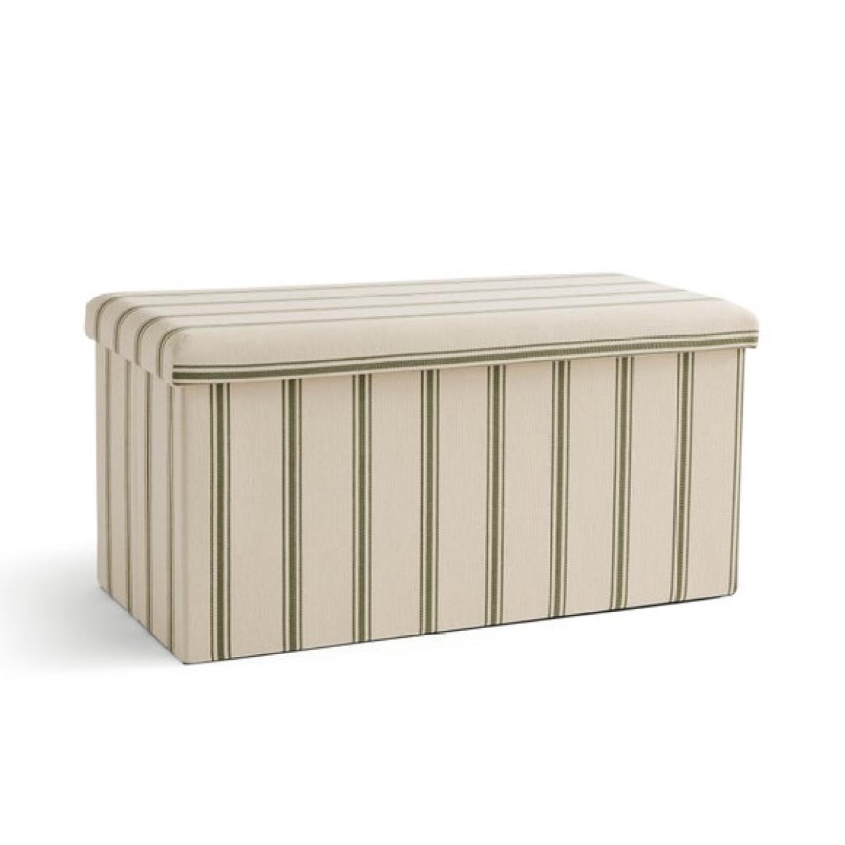 Faux Linen Folkstone Stripe Rectangle Ottoman – image 3