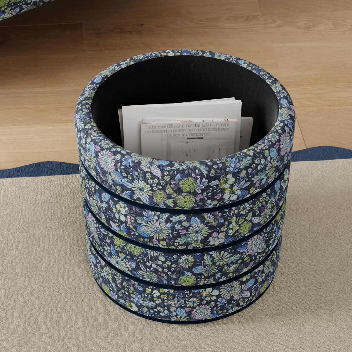 Contrast Piping Storage Footstool, Ditsy Floral – image 3
