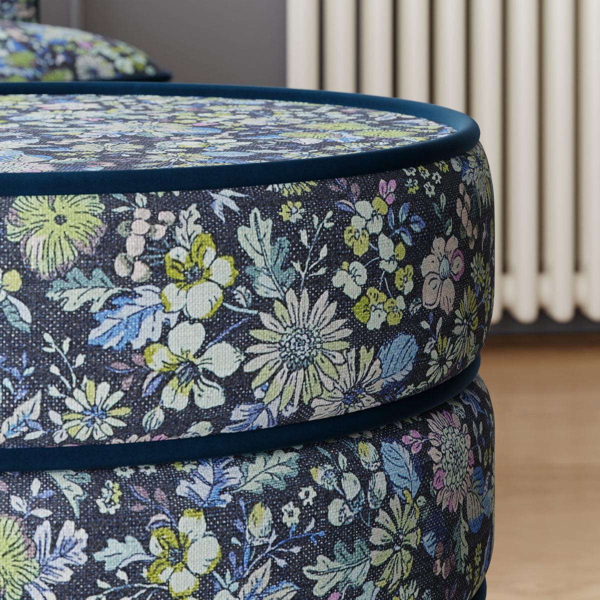 Contrast Piping Storage Footstool, Ditsy Floral – image 4