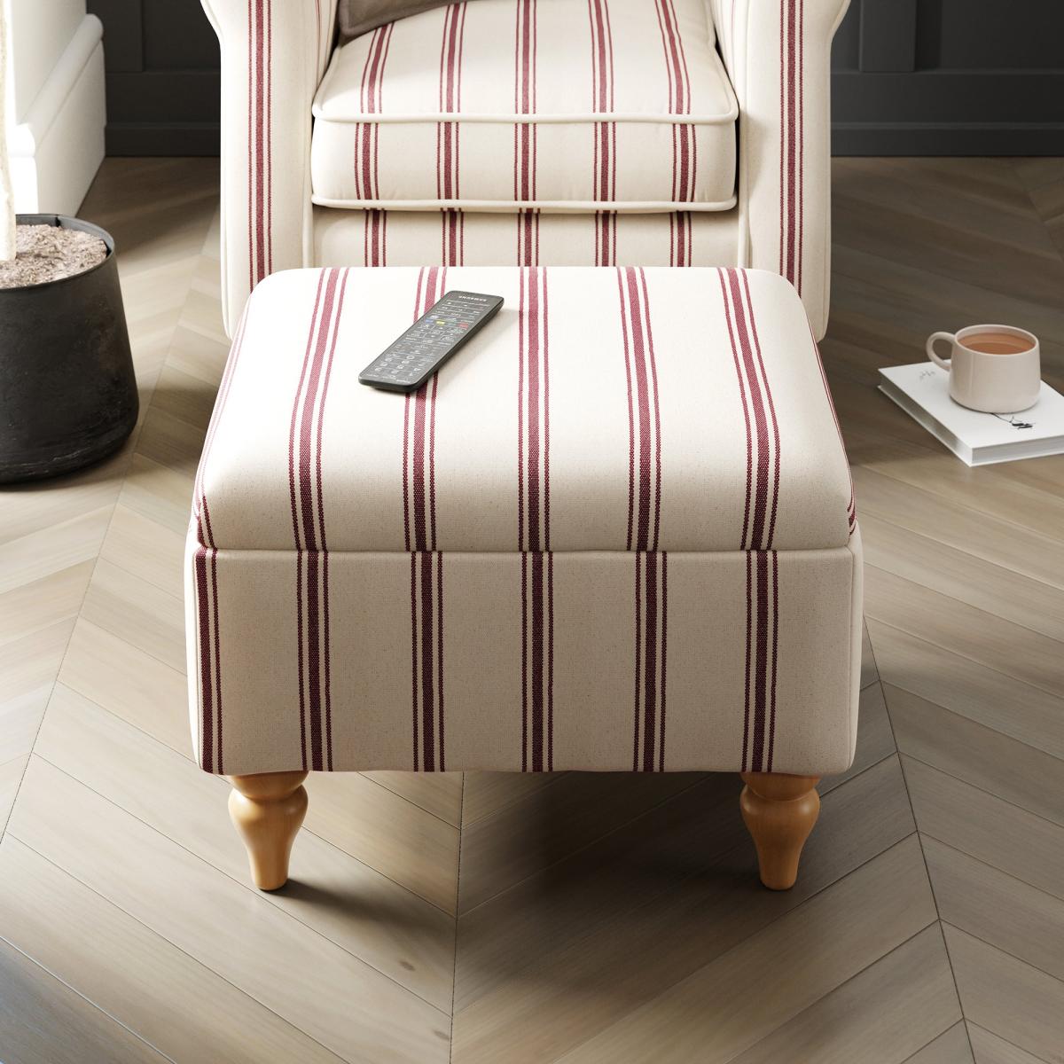 Oswald Stripe Storage Footstool Folkstone Stripe Mulberry – image 2