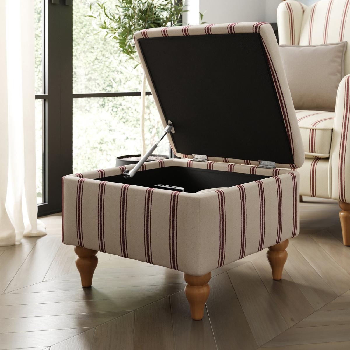 Oswald Stripe Storage Footstool Folkstone Stripe Mulberry – image 3