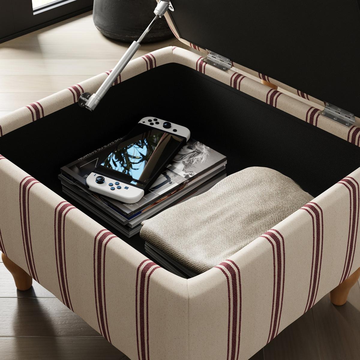 Oswald Stripe Storage Footstool Folkstone Stripe Mulberry – image 4