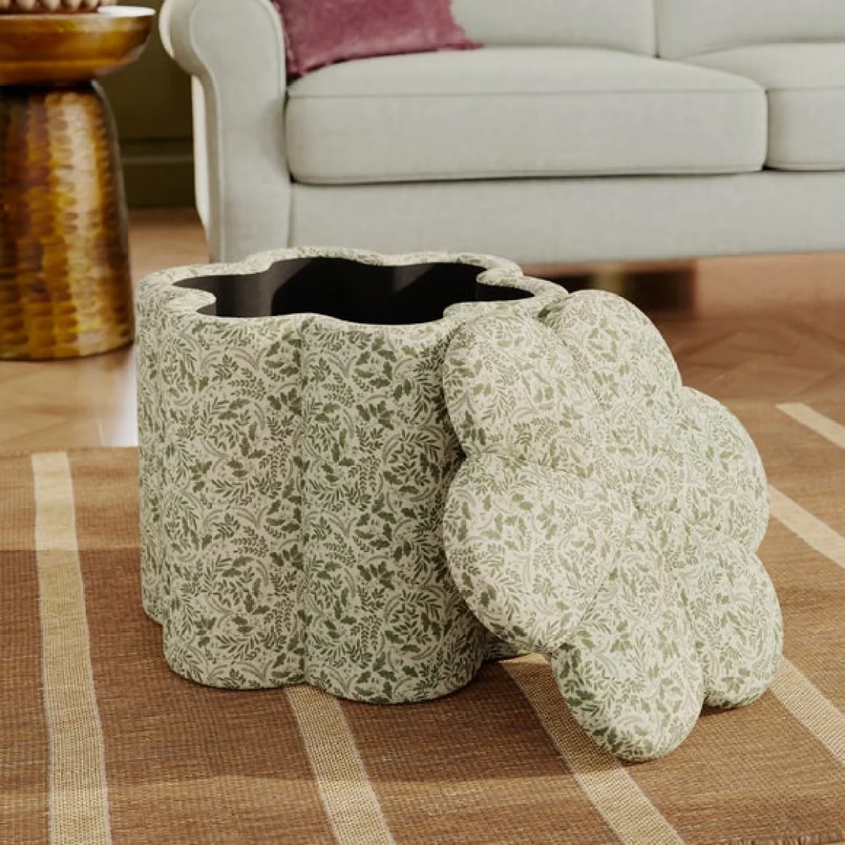Flower Woodland Leaf Storage Footstool – image 3