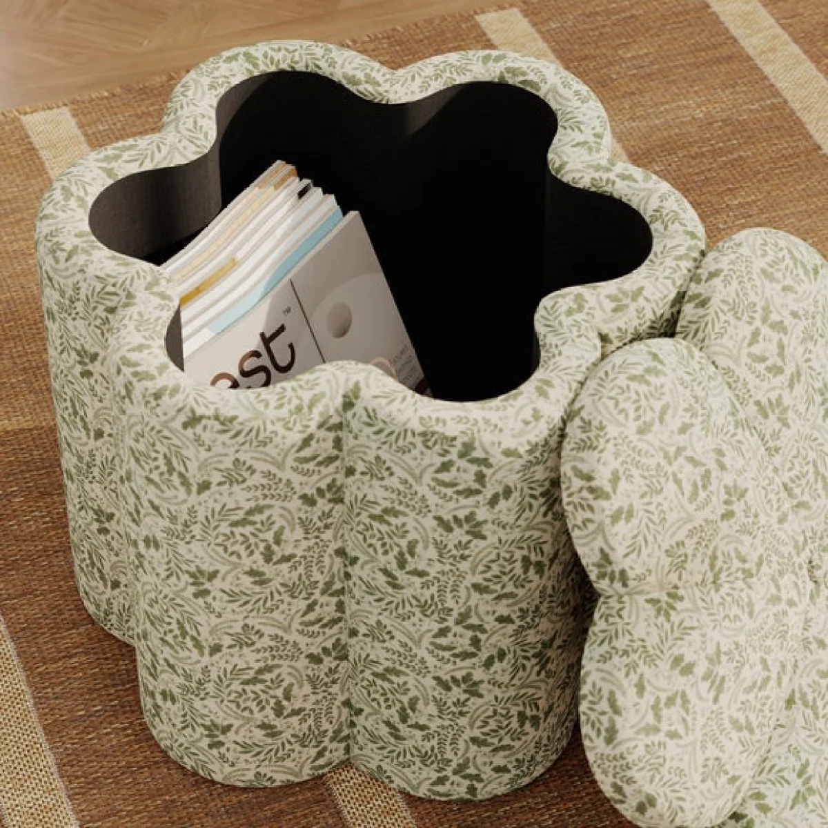 Flower Woodland Leaf Storage Footstool – image 5