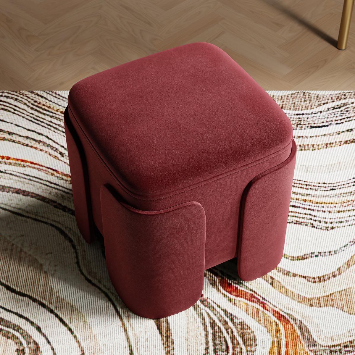 Hailey Velvet Footstool Mulberry – image 2