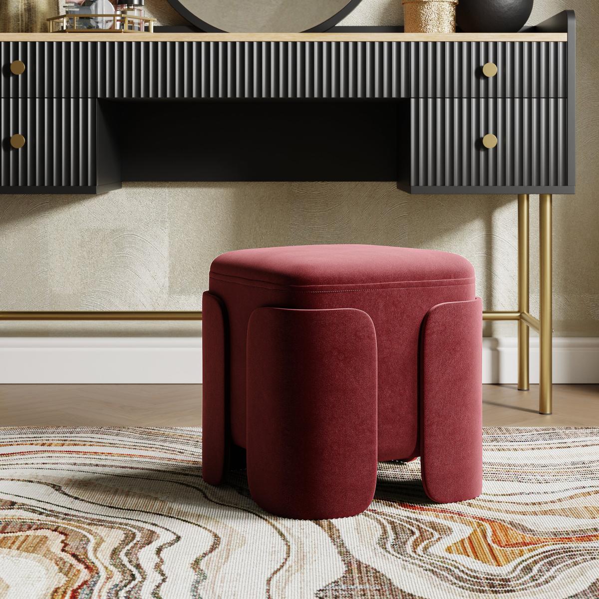 Hailey Velvet Footstool Mulberry – image 3