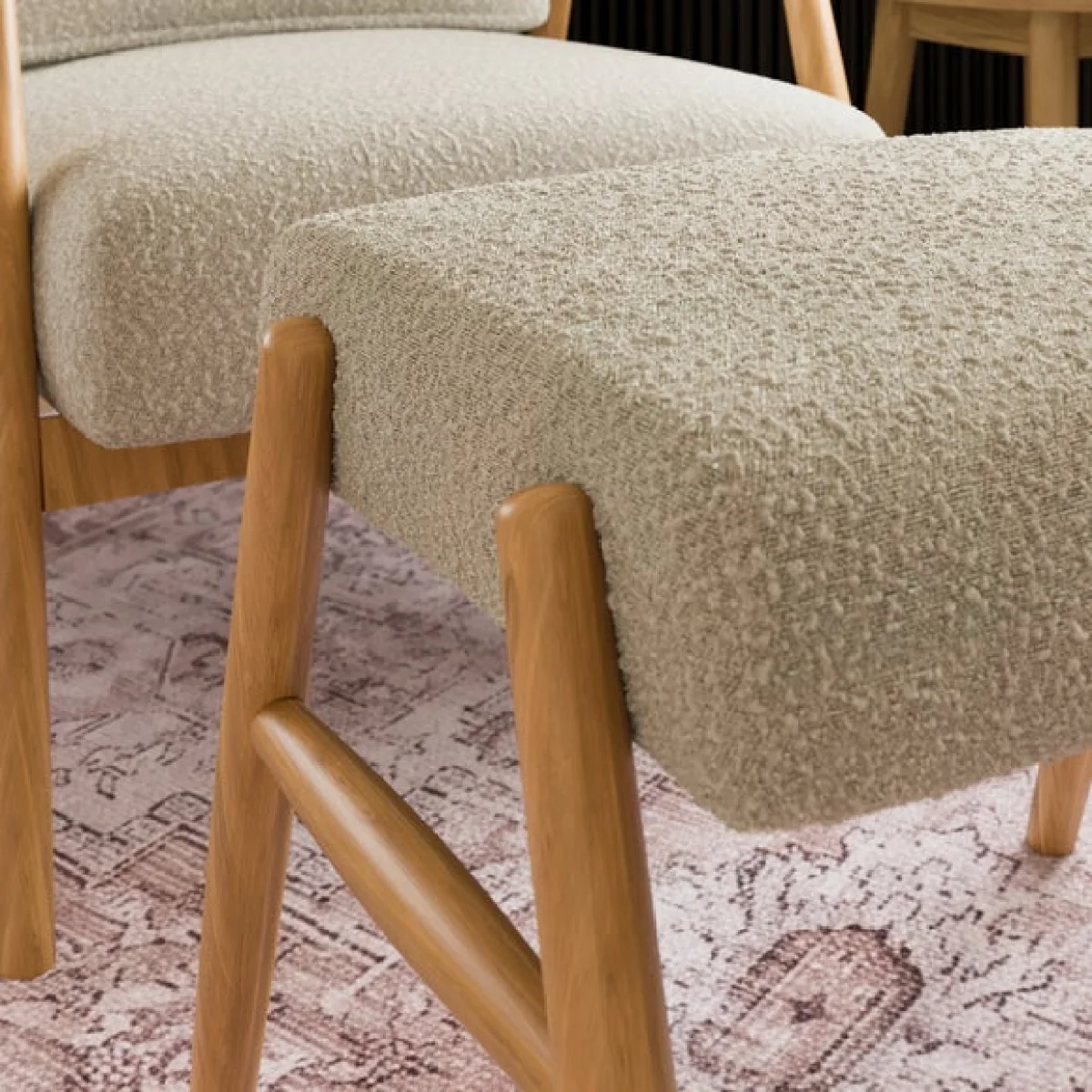 Alpine Spindle Boucle Footstool – image 2