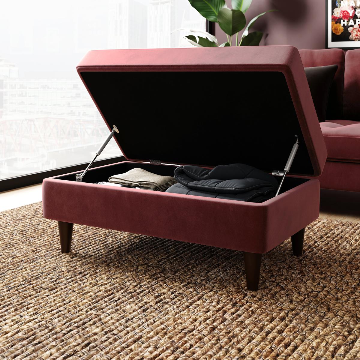 Zoe Velvet Footstool Mulberry – image 2