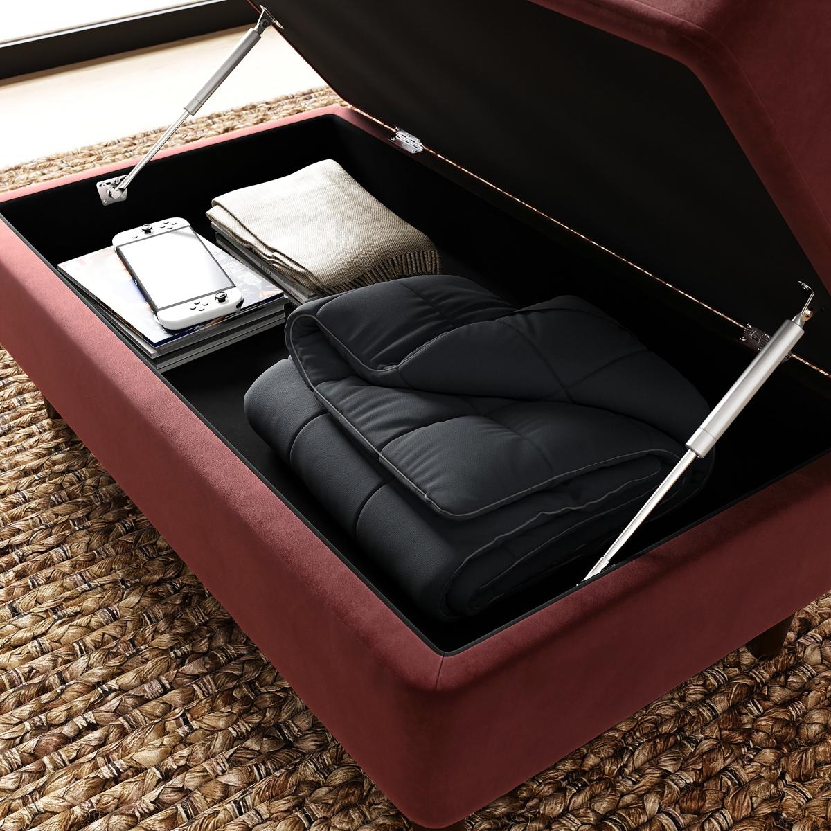 Zoe Velvet Footstool Mulberry – image 3