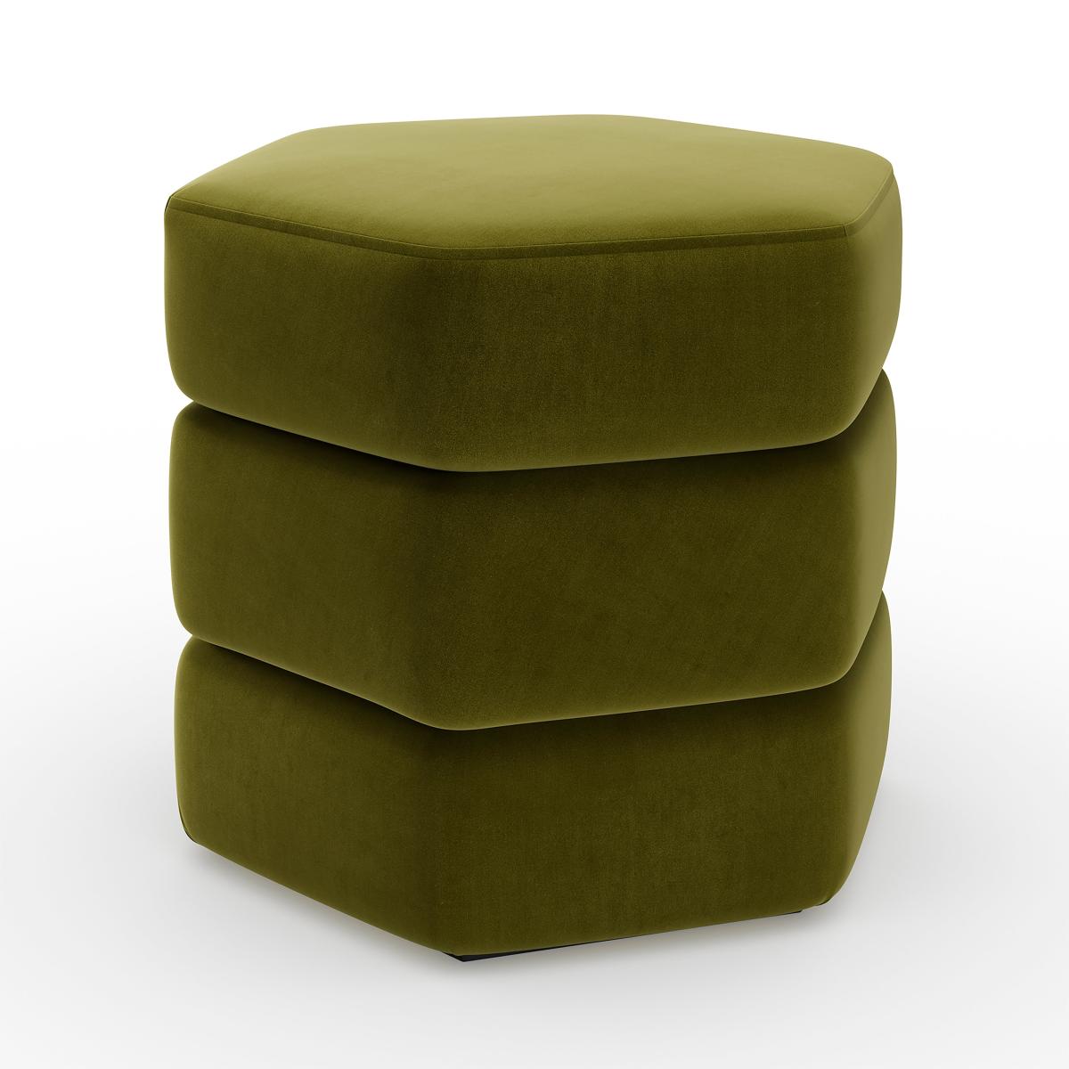 Ingrid Hexagon Storage Footstool, Velvet Olive – image 6