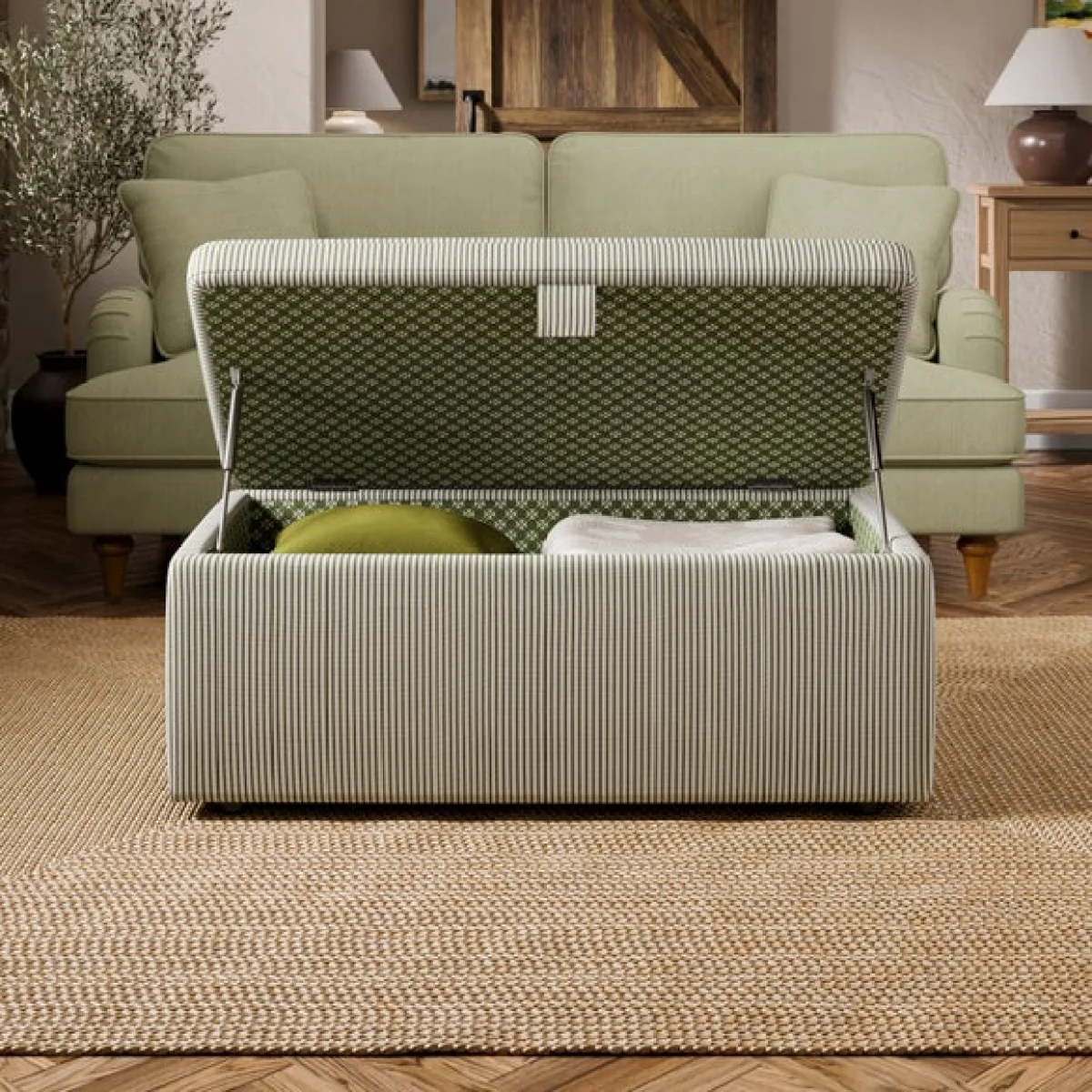 Box Chest Tiny Stripe Storage Footstool – image 2