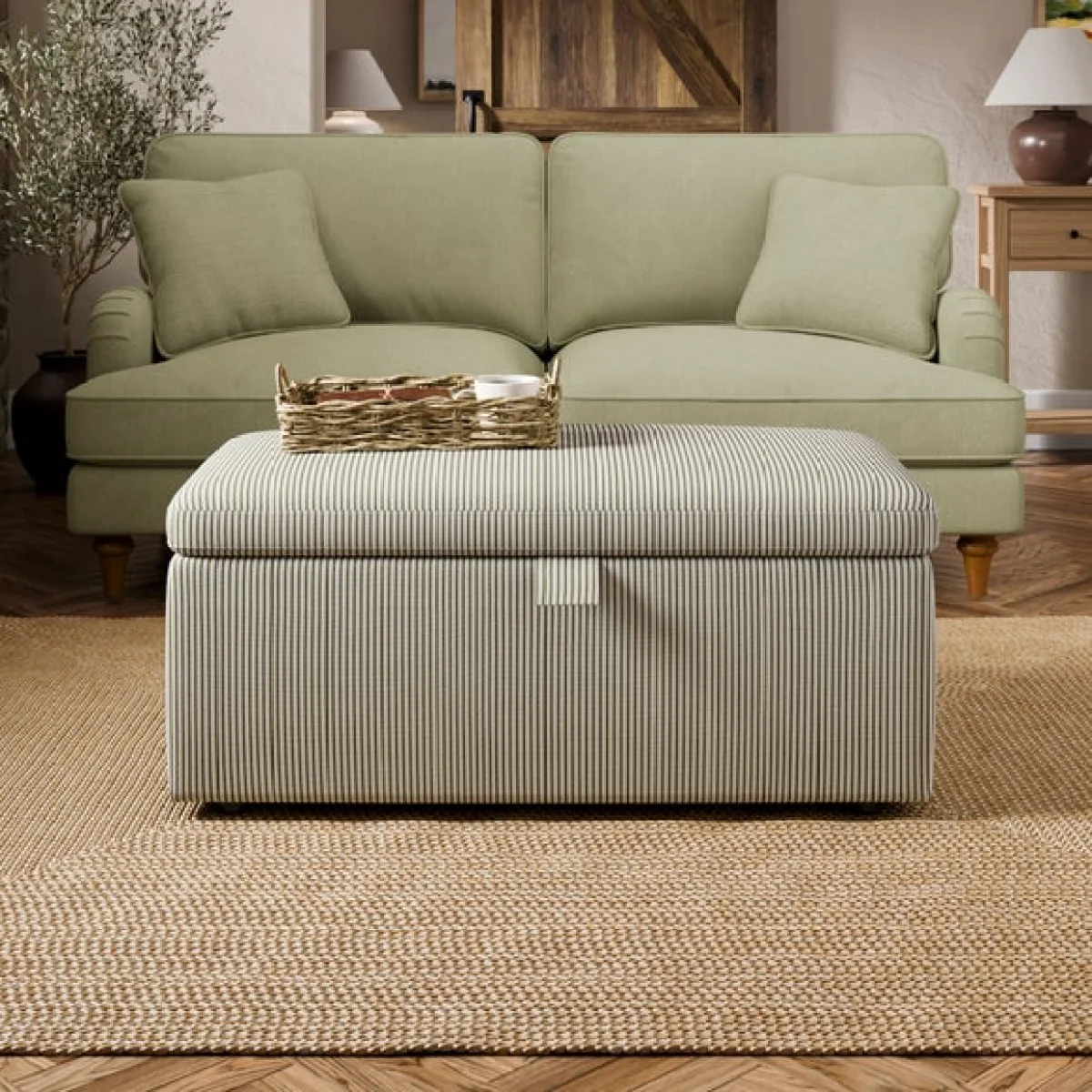 Box Chest Tiny Stripe Storage Footstool – image 1
