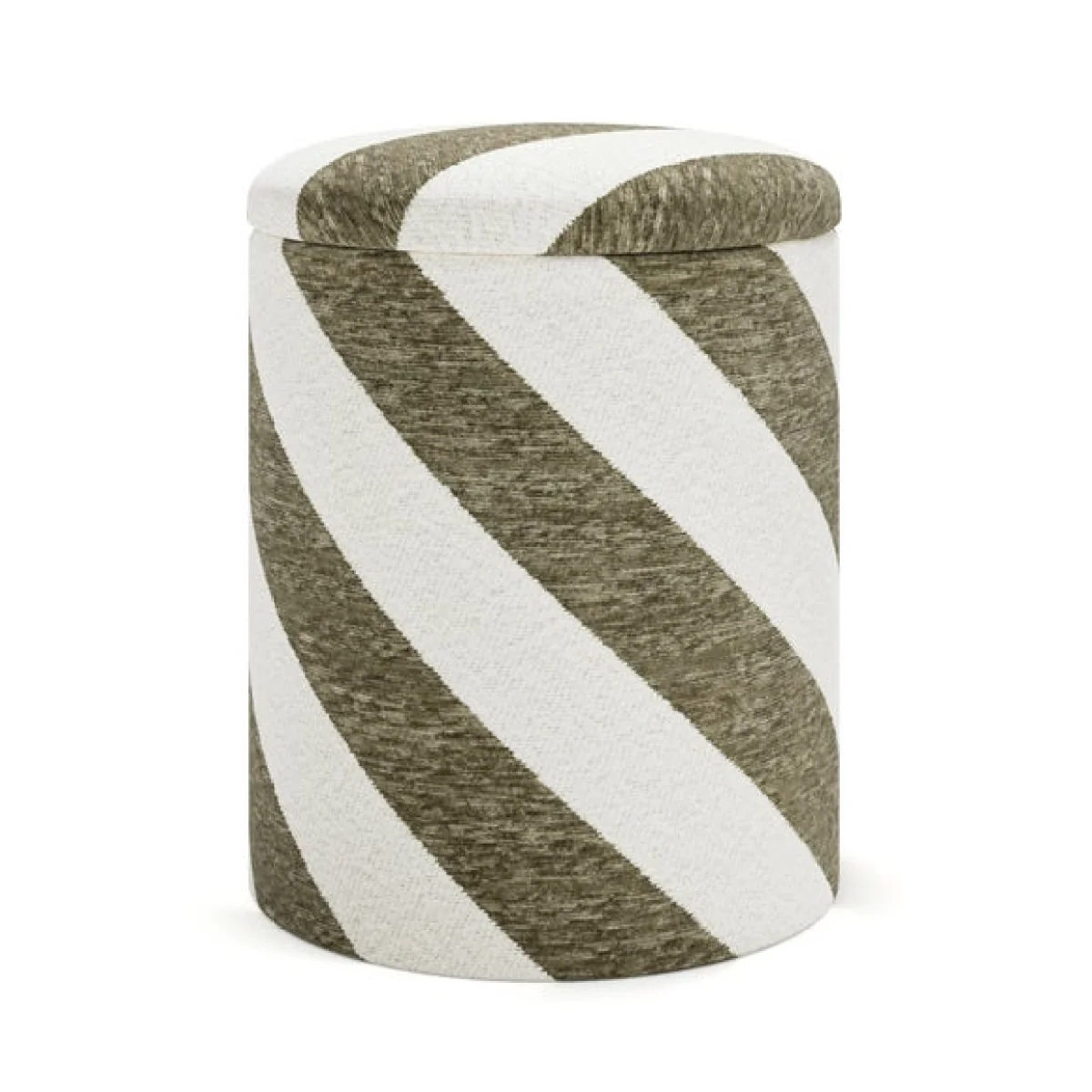 Diagonal Stripe Chenille Round Tray Table Storage Footstool – image 7