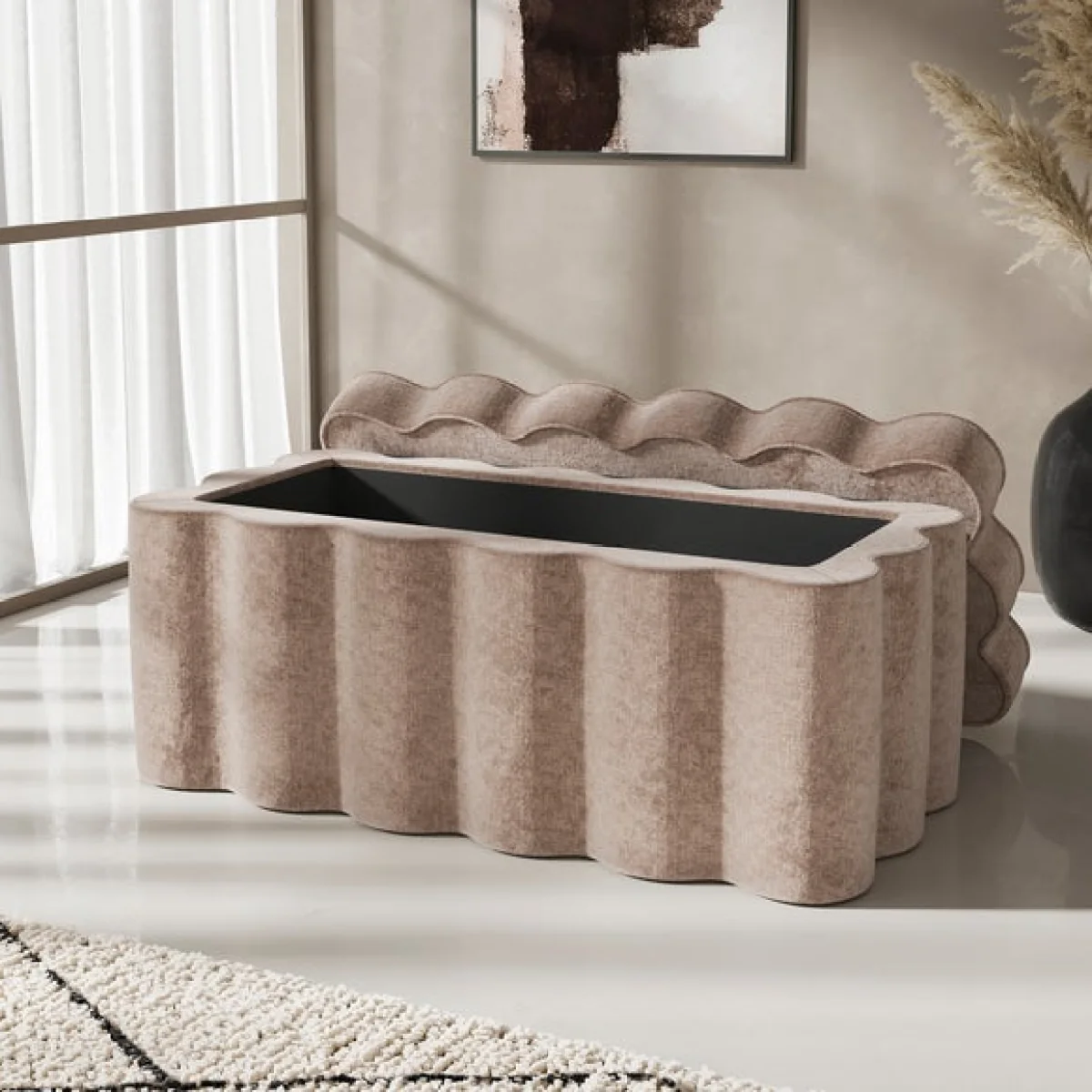 Wavie Luxe Chenille Storage Ottoman – image 2