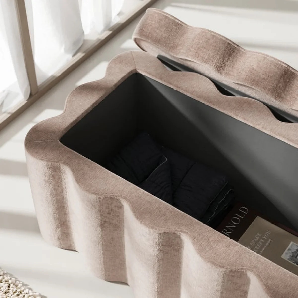 Wavie Luxe Chenille Storage Ottoman – image 3