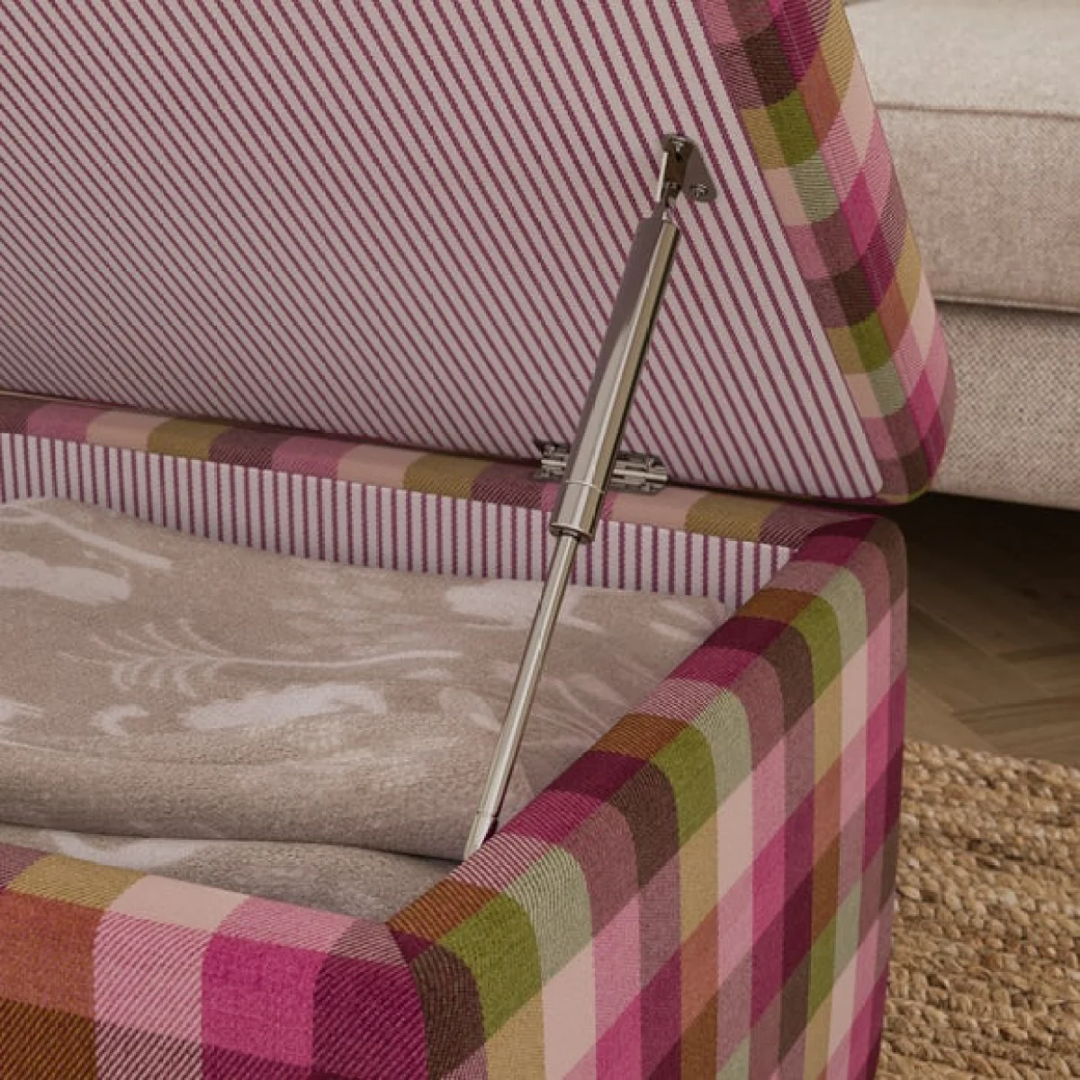 Box Chest Bright Check Storage Footstool – image 3