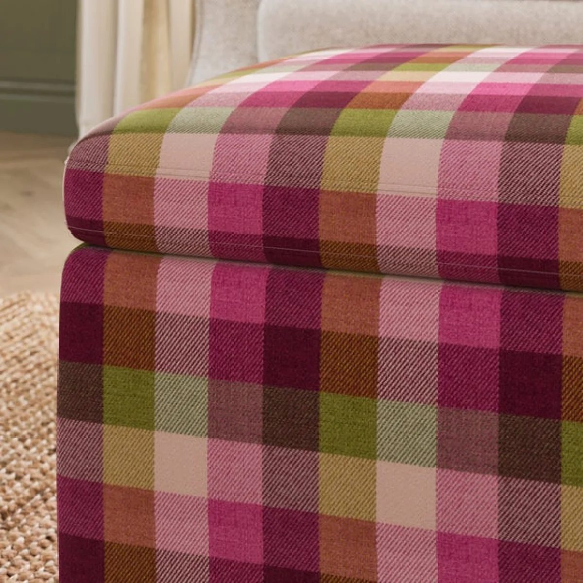 Box Chest Bright Check Storage Footstool – image 4