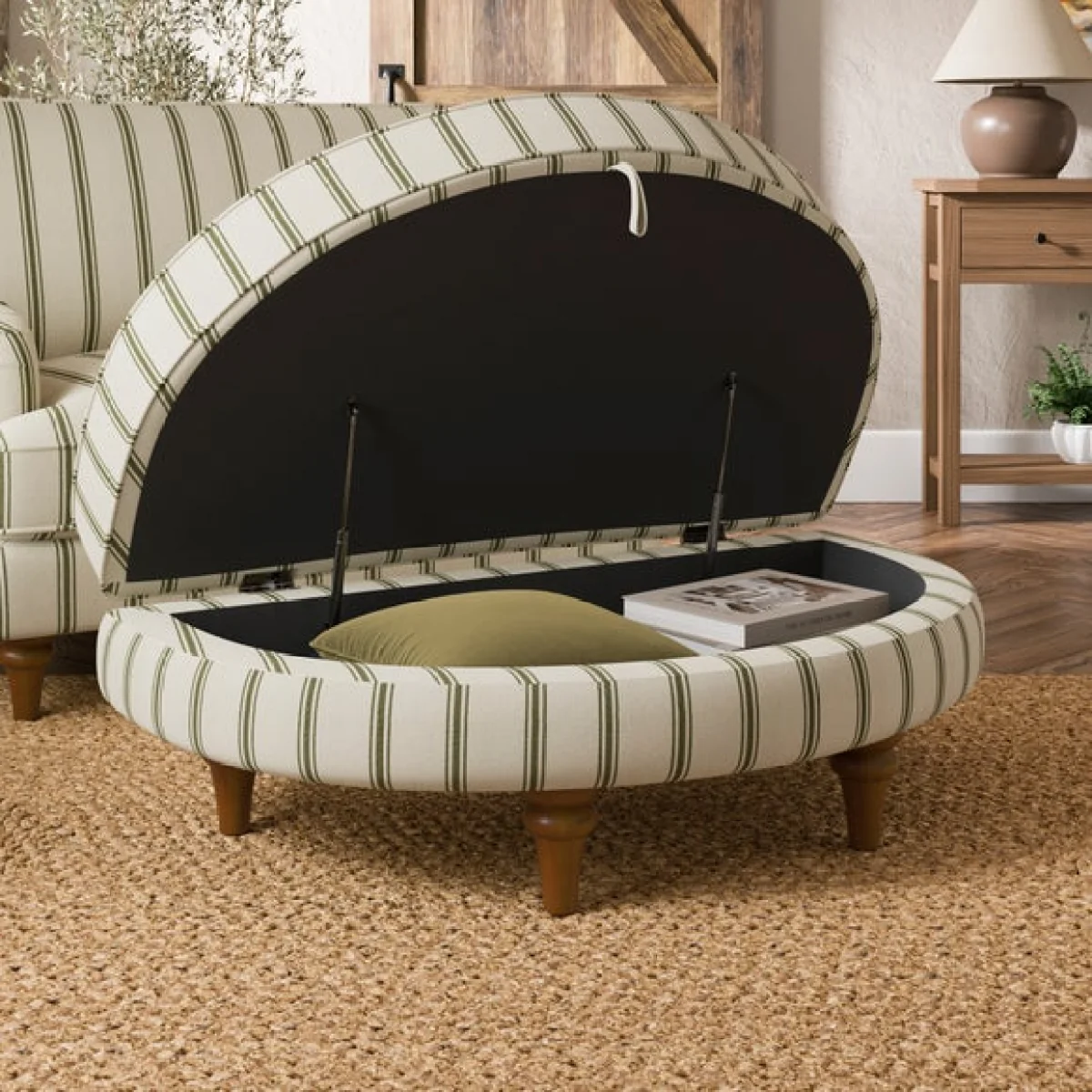 Beatrice II Folkstone Stripe Oval Snuggle Storage Footstool – image 2