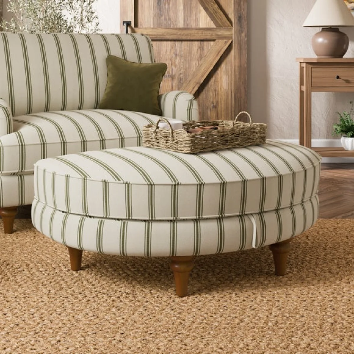 Beatrice II Folkstone Stripe Oval Snuggle Storage Footstool – image 1