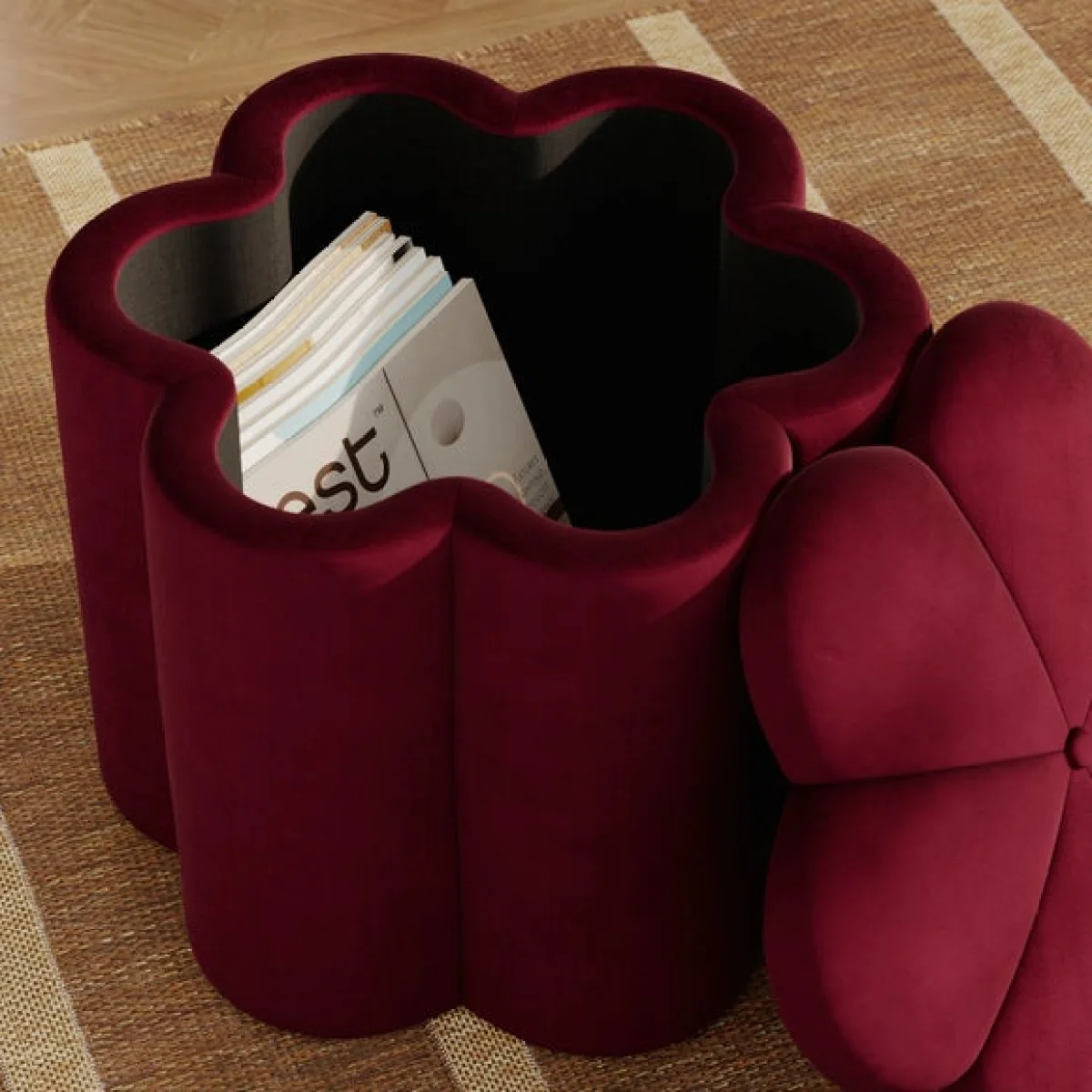 Flower Velvet Storage Footstool – image 5