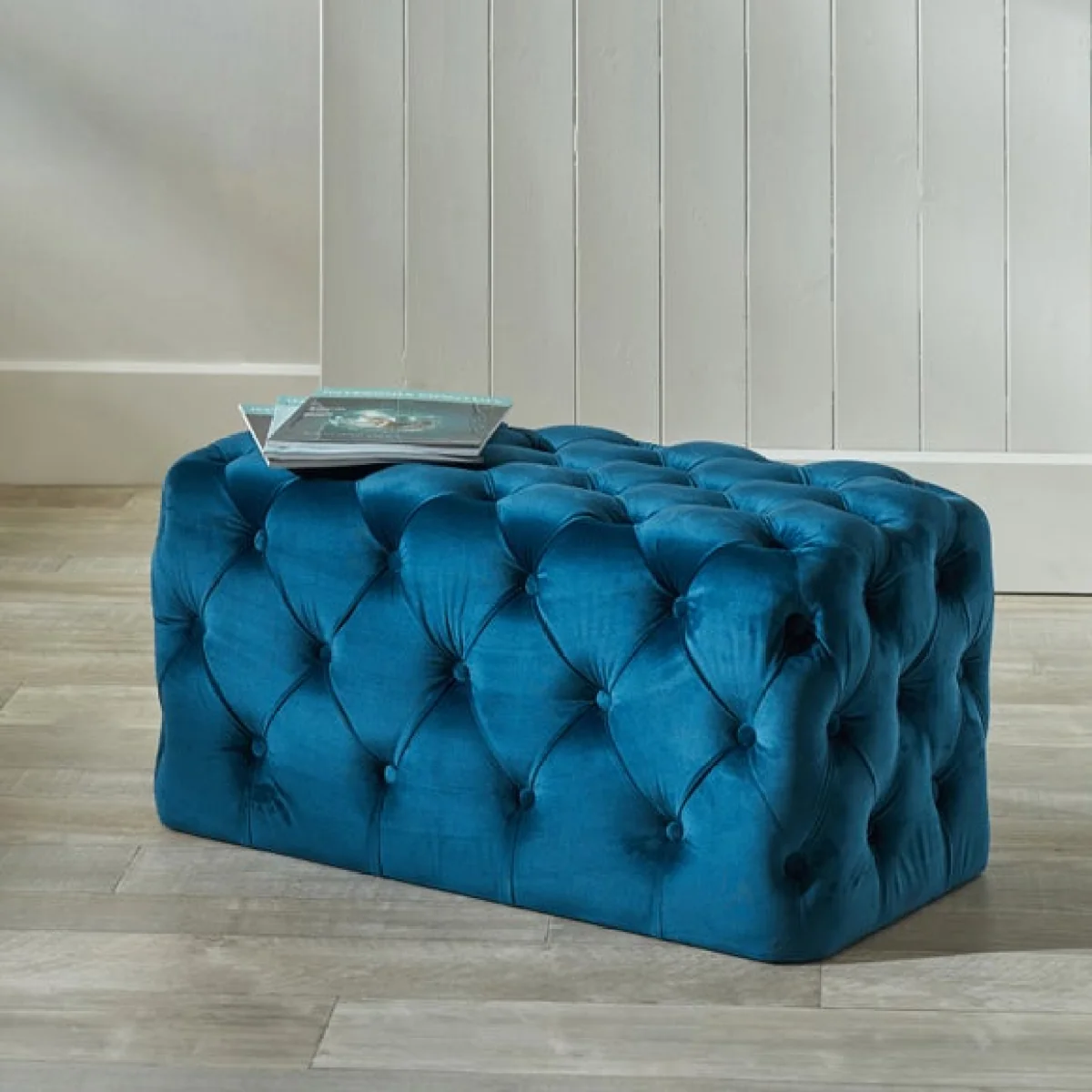 Return - Seraphina Velvet Buttoned Footstool – image 1