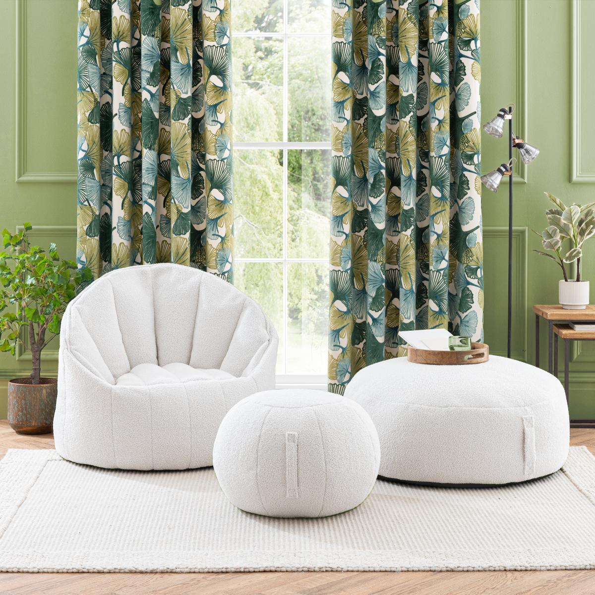 XL Adella Sherpa Ivory Footstool – image 6