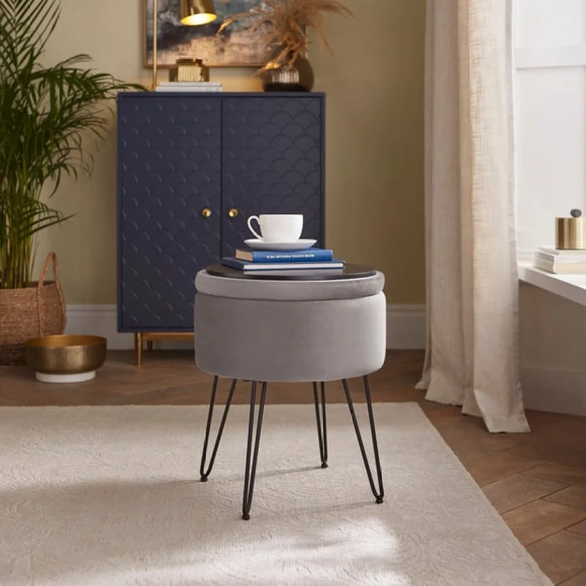 Return - Avery Velvet Storage Footstool – image 2