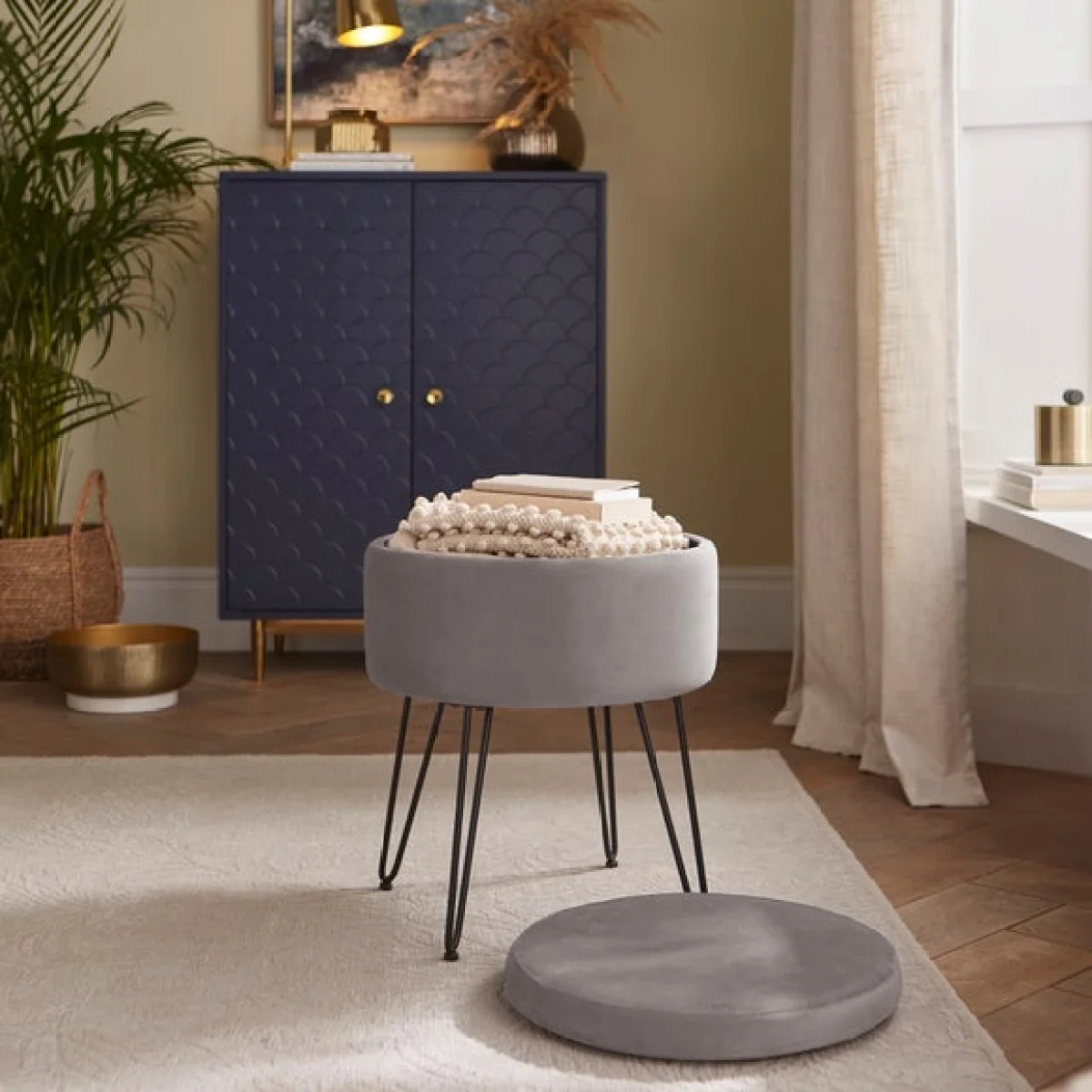 Return - Avery Velvet Storage Footstool – image 3