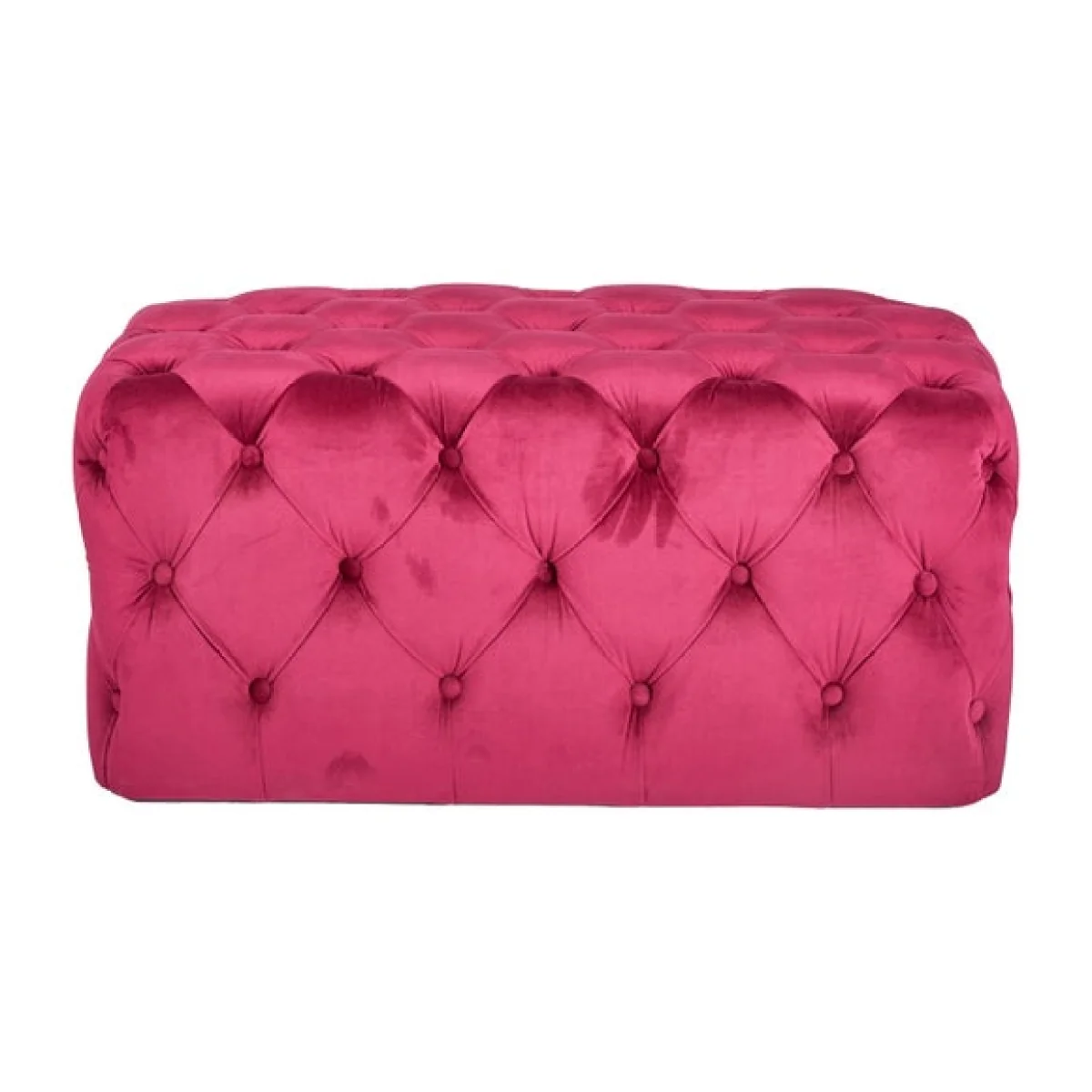 Return - Seraphina Velvet Buttoned Footstool, Raspberry Pink – image 2