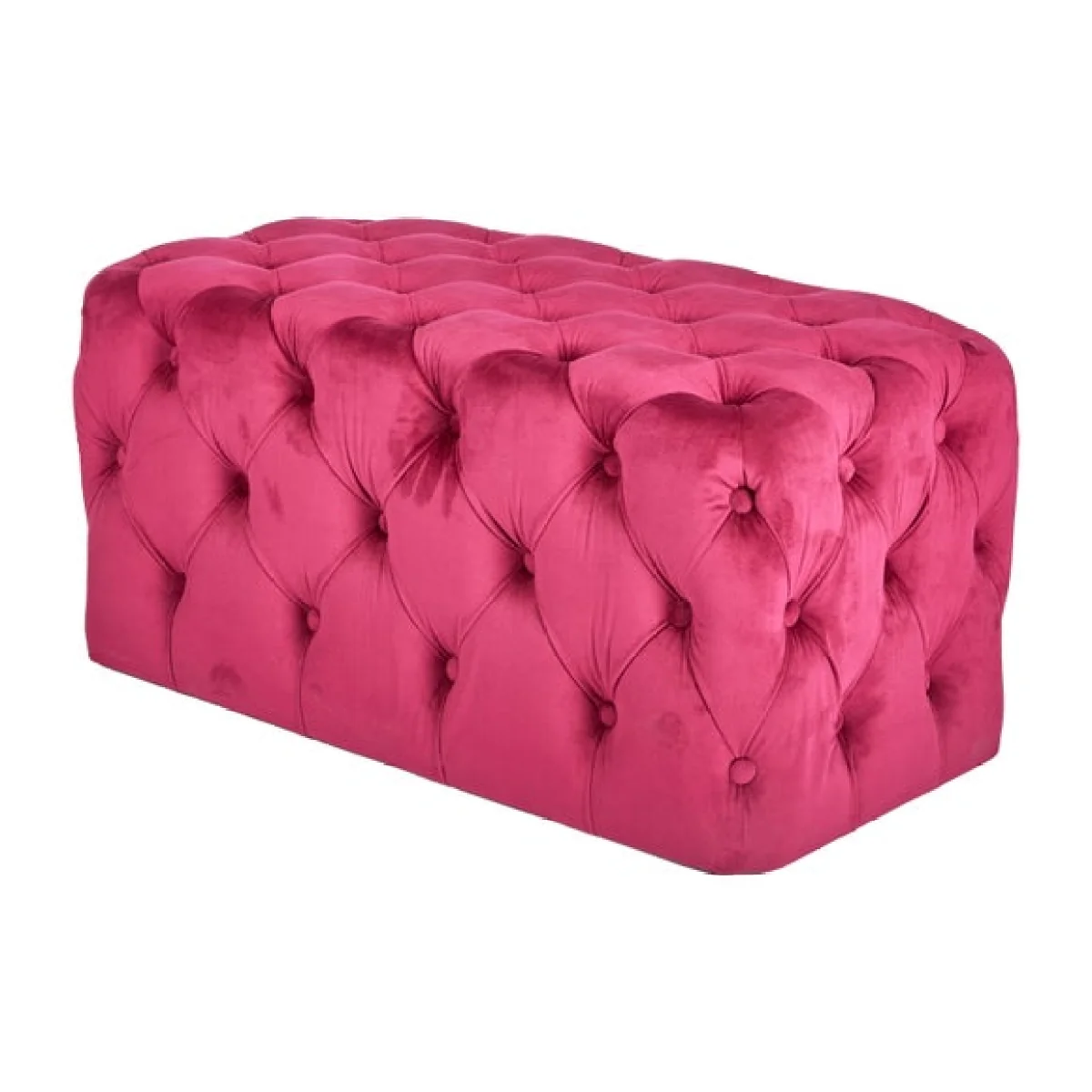 Return - Seraphina Velvet Buttoned Footstool, Raspberry Pink – image 3
