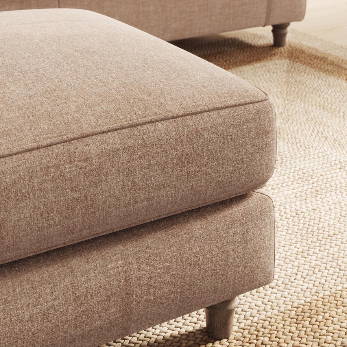Flori Footstool, Tonal Plush Chenille Soft Clay – image 5