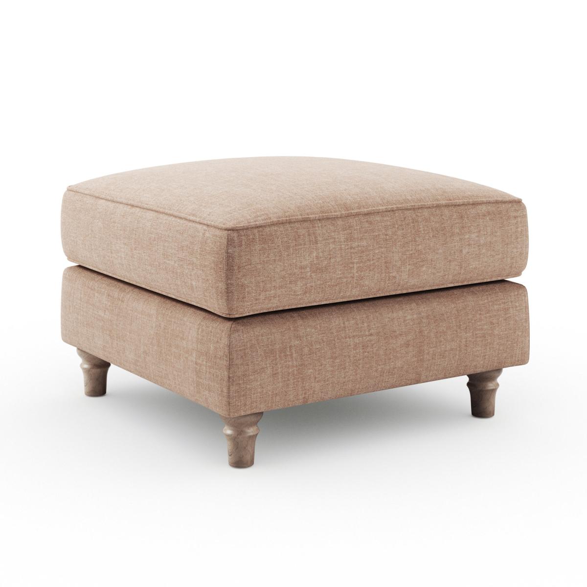 Flori Footstool, Tonal Plush Chenille Soft Clay – image 6