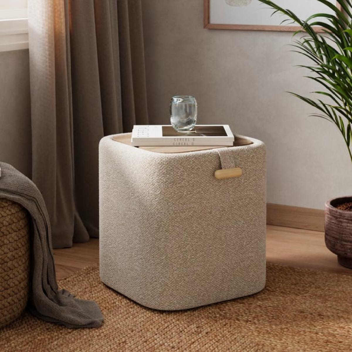 Pebble Boucle Tray Table Storage Footstool – image 2