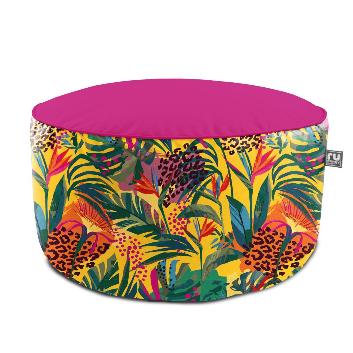 rucomfy Abstract Tropics Printed Drum Indoor Outdoor Pouffe Yellow – image 2
