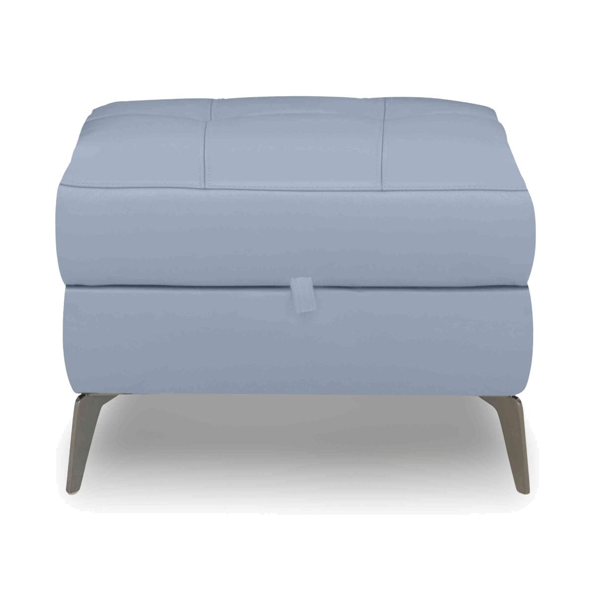 Lecce Leather Storage Footstool - Pearl Blue – image 1
