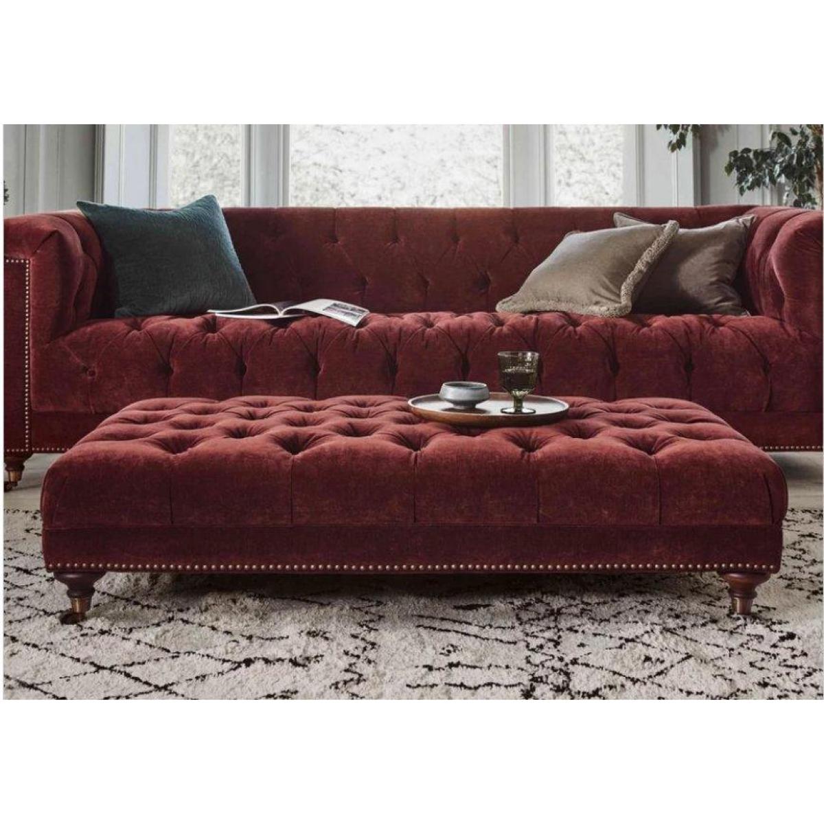 Wallace Fabric Rectangular Footstool with Castors – image 2