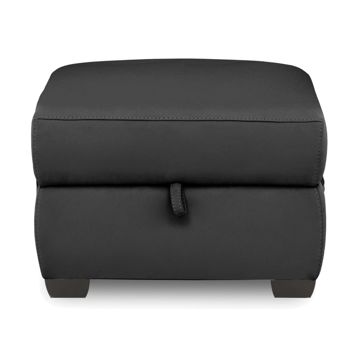 Brescia Leather Storage Footstool - Black – image 1