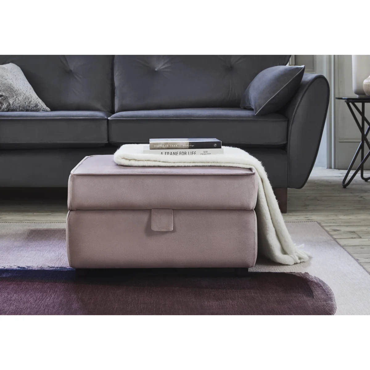 Felix Fabric Storage Footstool - Navy – image 2