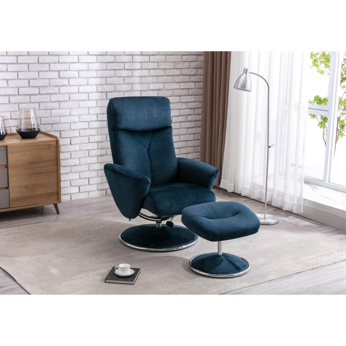 Nice Fabric Swivel Recliner Chair and Footstool - Graphite – image 2