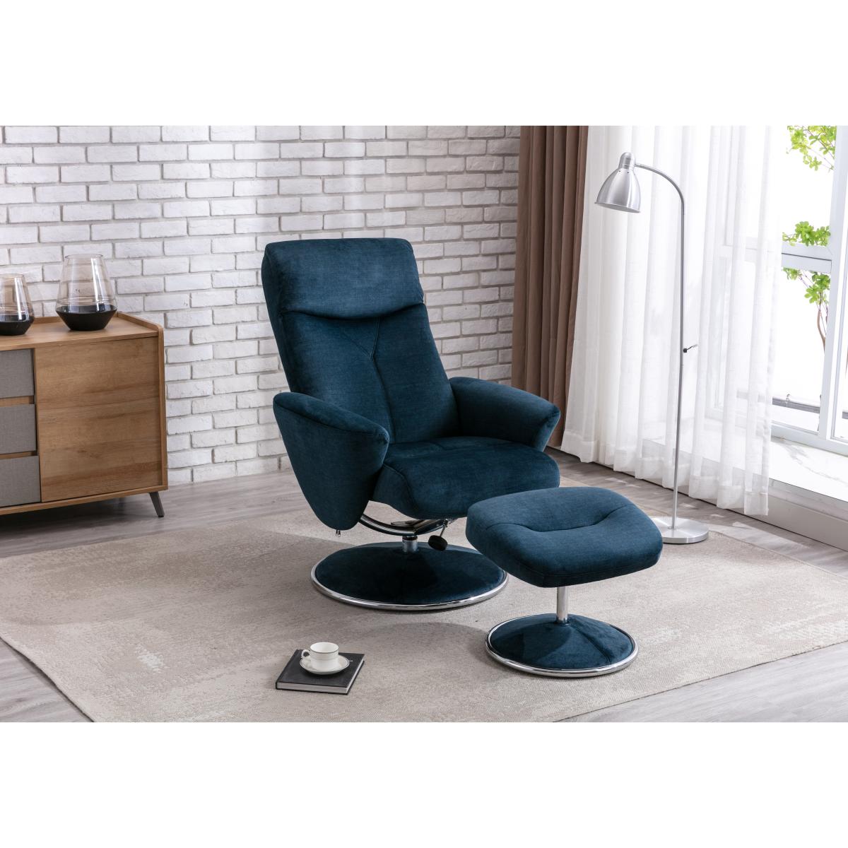 Nice Fabric Swivel Recliner Chair and Footstool - Graphite – image 3