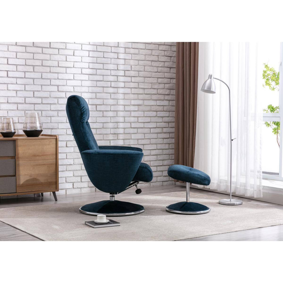 Nice Fabric Swivel Recliner Chair and Footstool - Graphite – image 4
