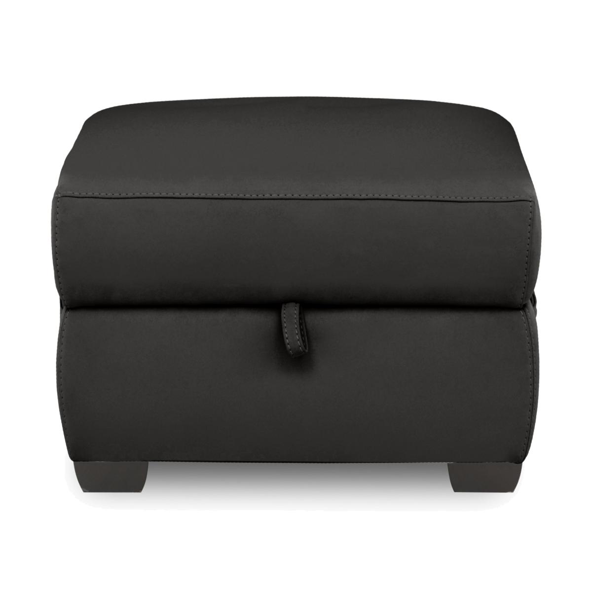Brescia Leather Storage Footstool - Shale Grey – image 1
